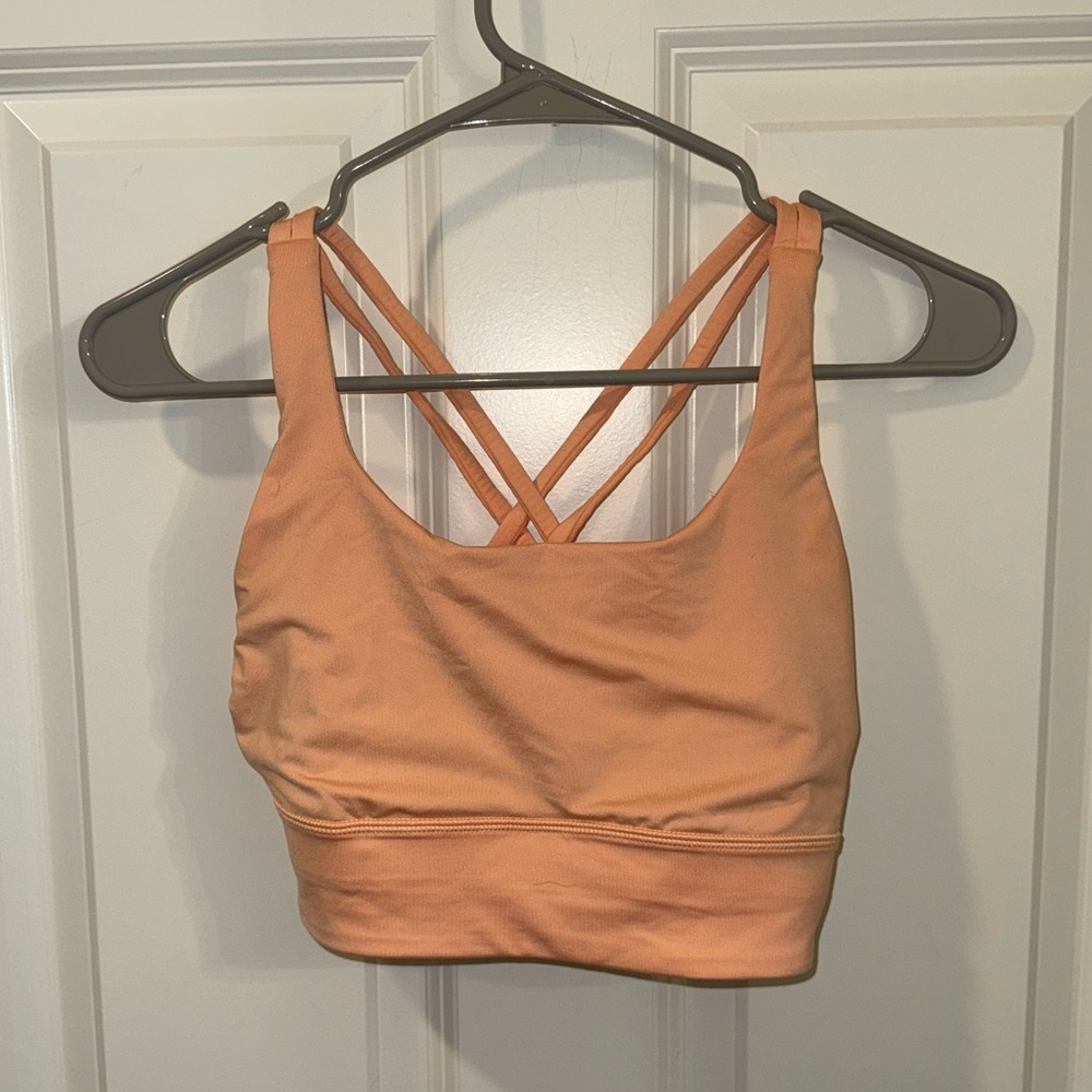 Lululemon energy longline bra medium support peach Bellini size 6